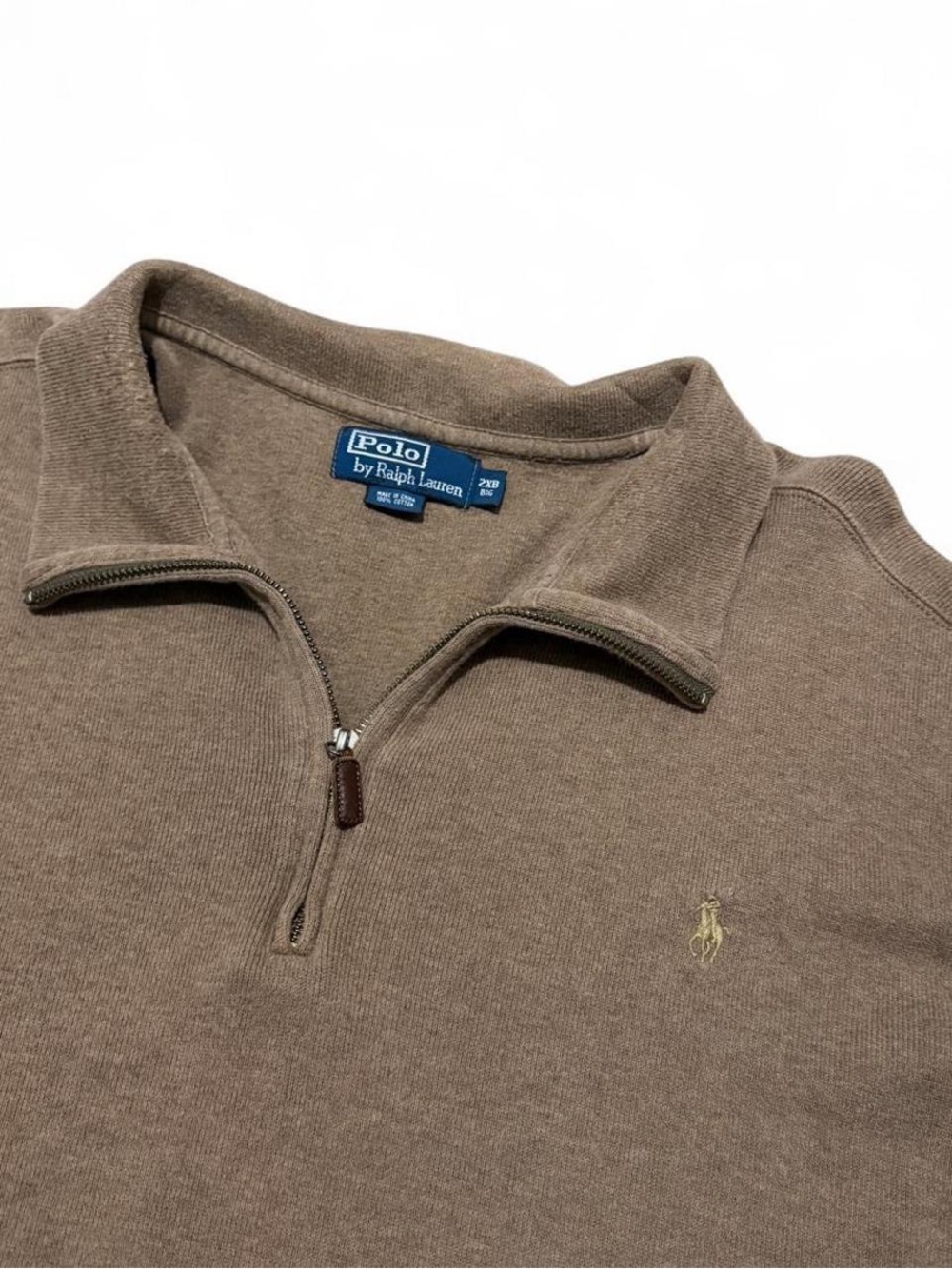 Polo Ralph Lauren Quarter Zip Mens 2XB Brown Cotton Big & Tall
